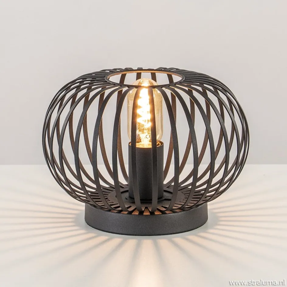 Kleine draad tafellamp modern mat zwart>Straluma