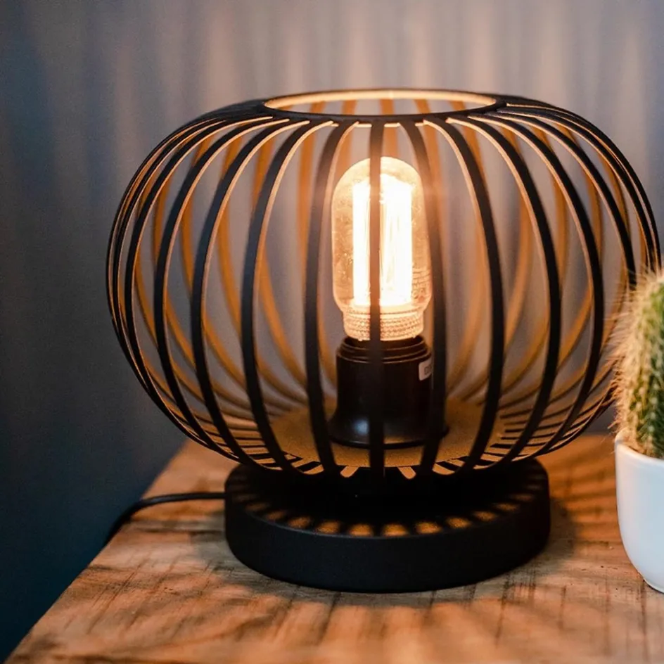 Kleine draad tafellamp modern mat zwart>Straluma