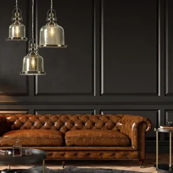 Kleine hanglamp brons met amber glas><noscript><img width=