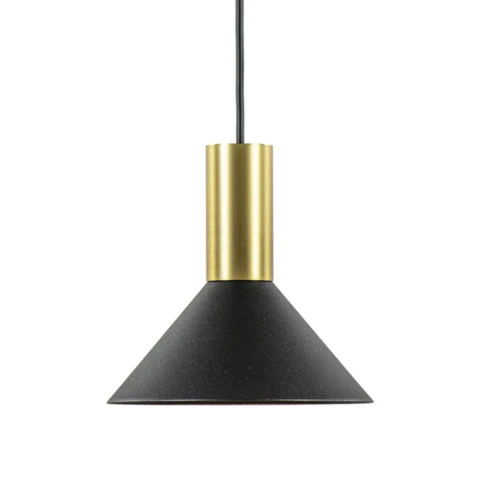 Kleine hanglamp driehoek zwart met brons>Straluma New