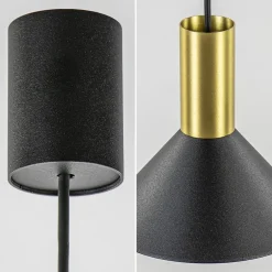 Kleine hanglamp driehoek zwart met brons><noscript><img width=