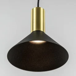 Kleine hanglamp driehoek zwart met brons><noscript><img width=