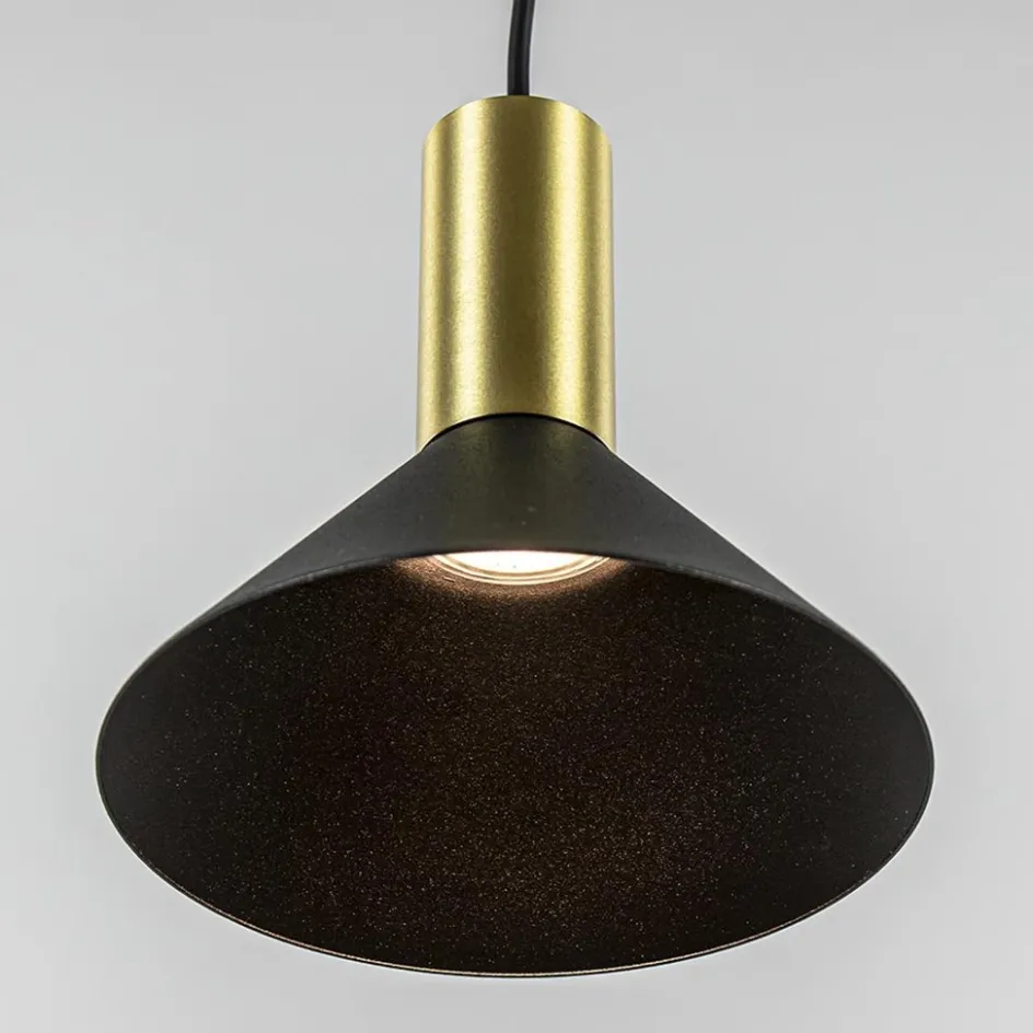 Kleine hanglamp driehoek zwart met brons>Straluma New