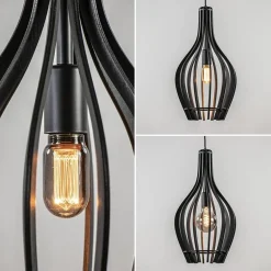 Kleine hanglamp kegel houten lamellen zwart><noscript><img width=