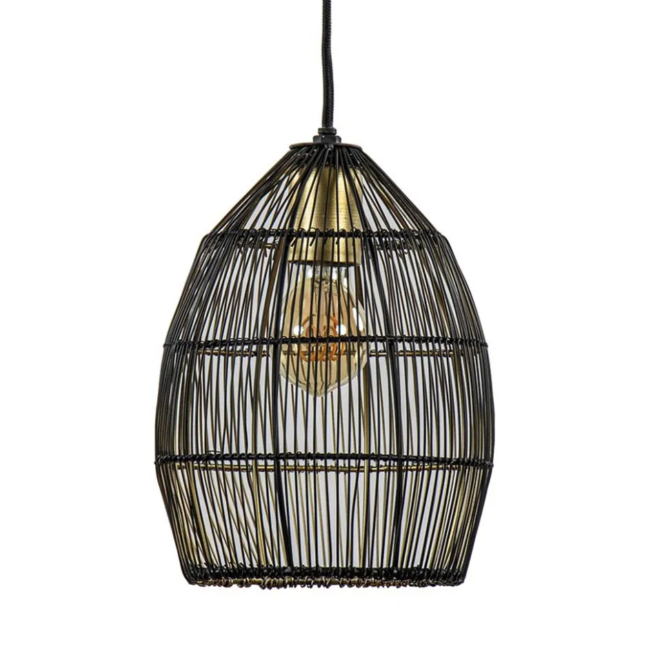 Kleine hanglamp Meya zwart met goud draad>Straluma Outlet