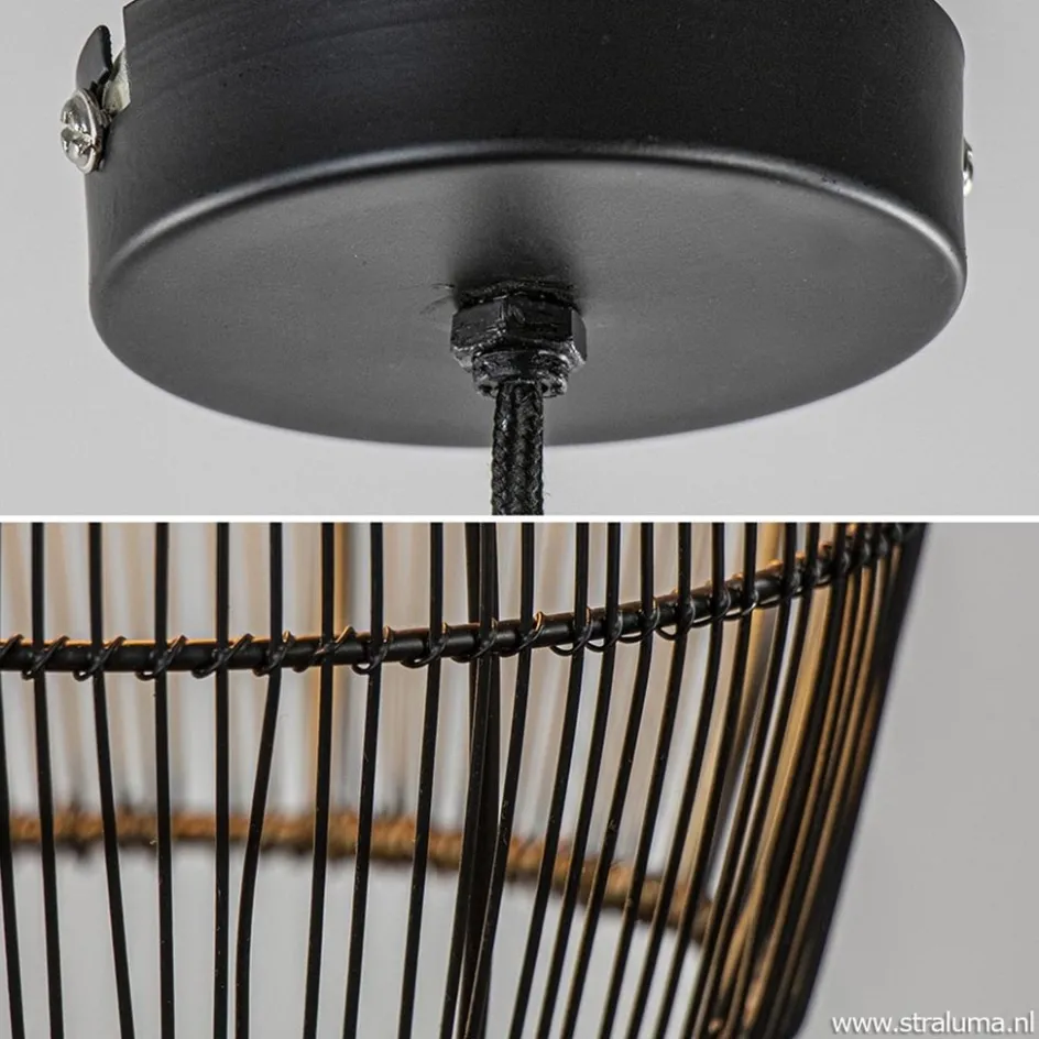 Kleine hanglamp Meya zwart met goud draad>Straluma Outlet