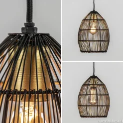 Kleine hanglamp Meya zwart met goud draad><noscript><img width=