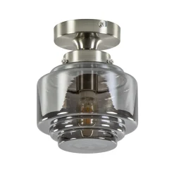 Kleine plafondlamp hal/toilet met smokey glazen kap>Straluma Online