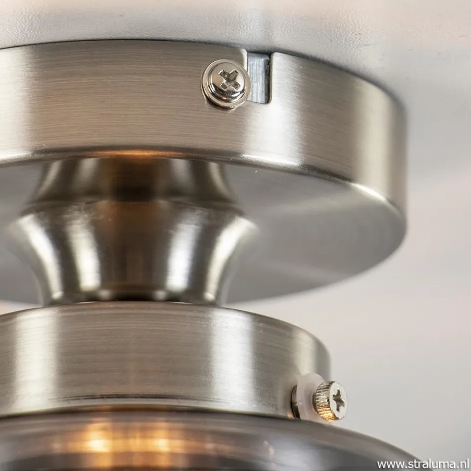 Kleine plafondlamp hal/toilet met smokey glazen kap>Straluma Online