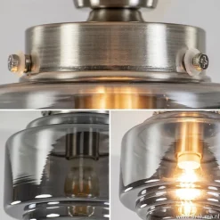 Kleine plafondlamp hal/toilet met smokey glazen kap><noscript><img width=