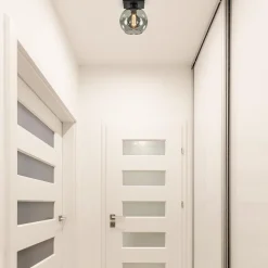 Kleine plafondlamp zwart met smoke glas 20 cm><noscript><img width=