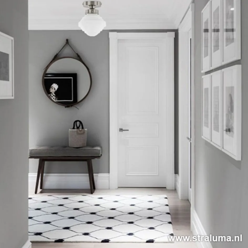 Kleine plafonnière staal met wit glas>Straluma Hot