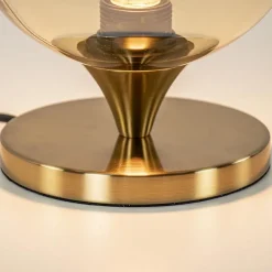 Kleine tafellamp goud met amber kleurig glas><noscript><img width=