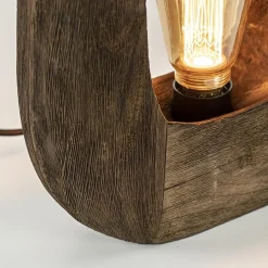 Kleine tafellamp Kelafo hout chocolade bruin><noscript><img width=