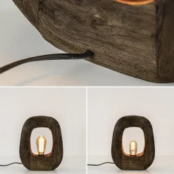 Kleine tafellamp Kelafo hout chocolade bruin><noscript><img width=