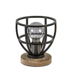 Kleine tafellamp Matrix zwart met hout>Straluma Sale