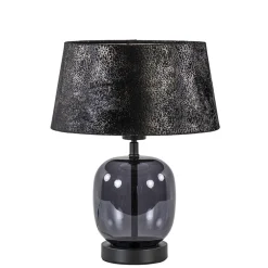 Kleine tafellamp zwart glas met stoffen kap>Straluma Sale