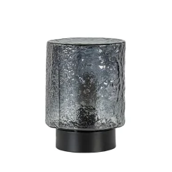 Kleine tafellamp zwart met smoke glazen kap>Straluma Hot