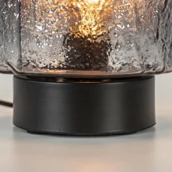 Kleine tafellamp zwart met smoke glazen kap><noscript><img width=