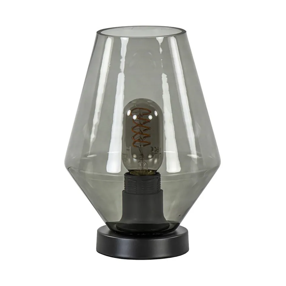 Kleine tafellamp zwart met smoke glas>Straluma Clearance