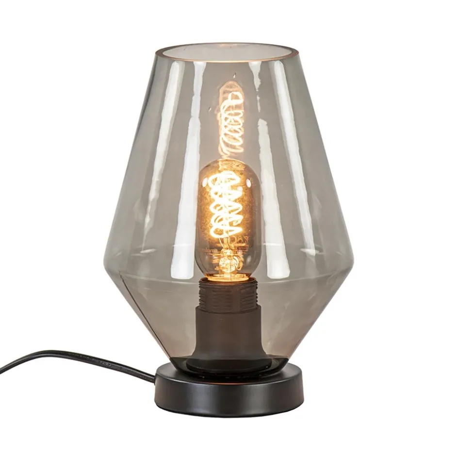 Kleine tafellamp zwart met smoke glas>Straluma Clearance
