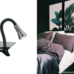 Klemplamp bureau/tafel zwart zilvergrijs><noscript><img width=
