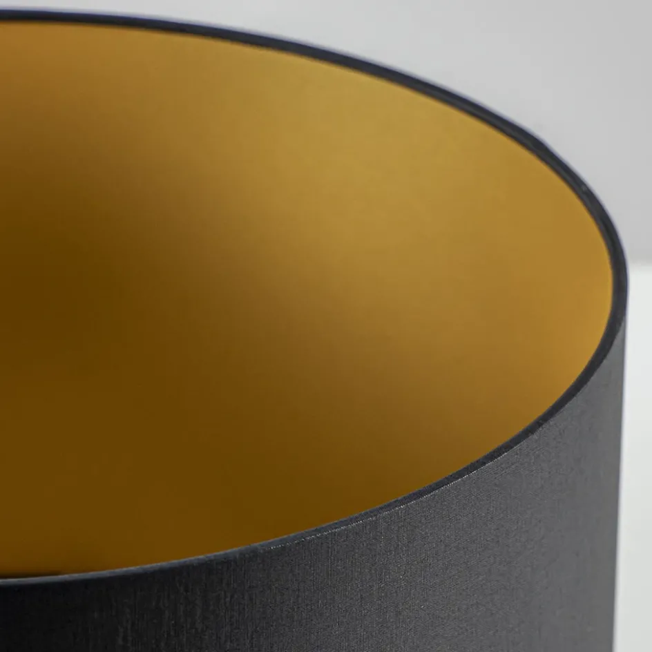 Lampenkap zwart/goud cilinder met gouden binnenzijde, hoogte 20cm, Ø 35cm, warm omgeslagen>Straluma New