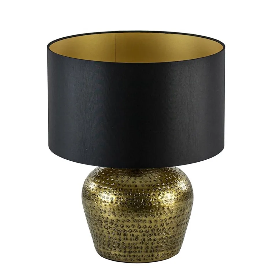 Lampenkap zwart/goud cilinder met gouden binnenzijde, hoogte 20cm, Ø 35cm, warm omgeslagen>Straluma New