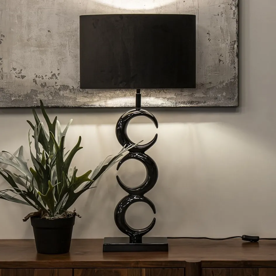 Lampvoet Maan shiny zwart exclusief kap>Straluma Best