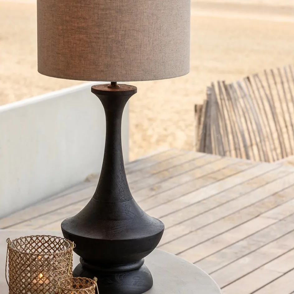 Lampvoet Nicolo zwart hout exclusief kap>Straluma Best