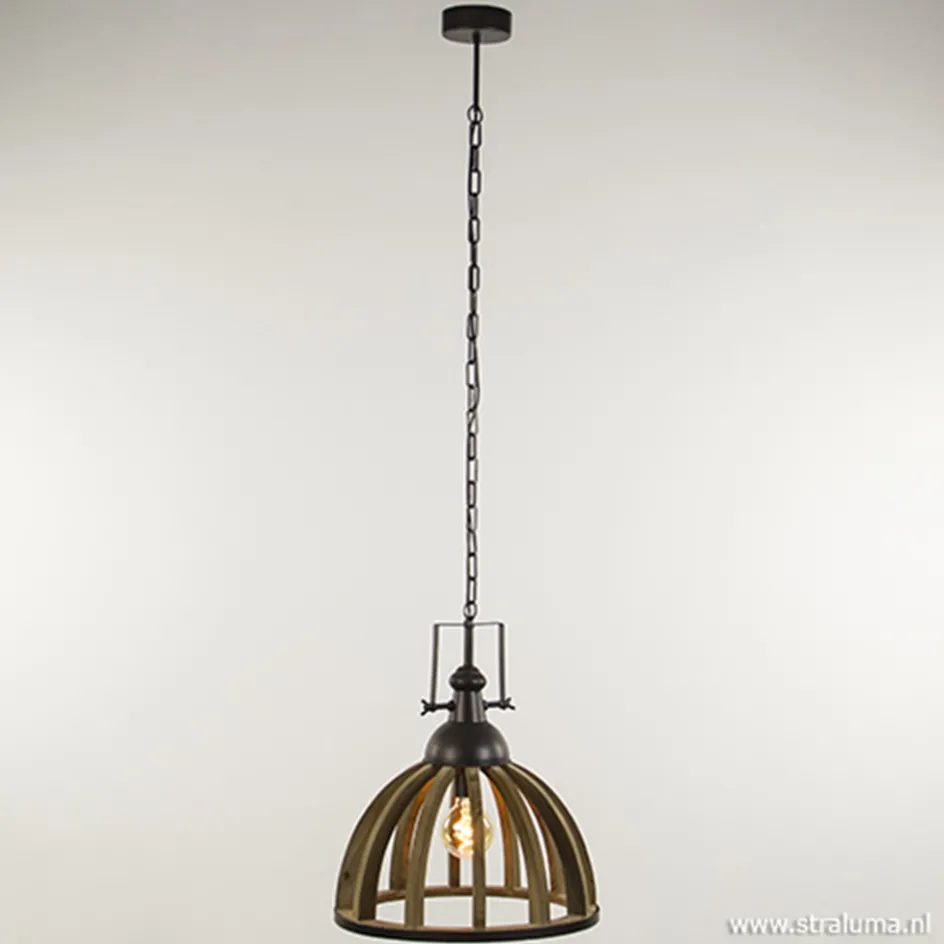 Landelijk hanglamp Djem hout/zink>Straluma Sale