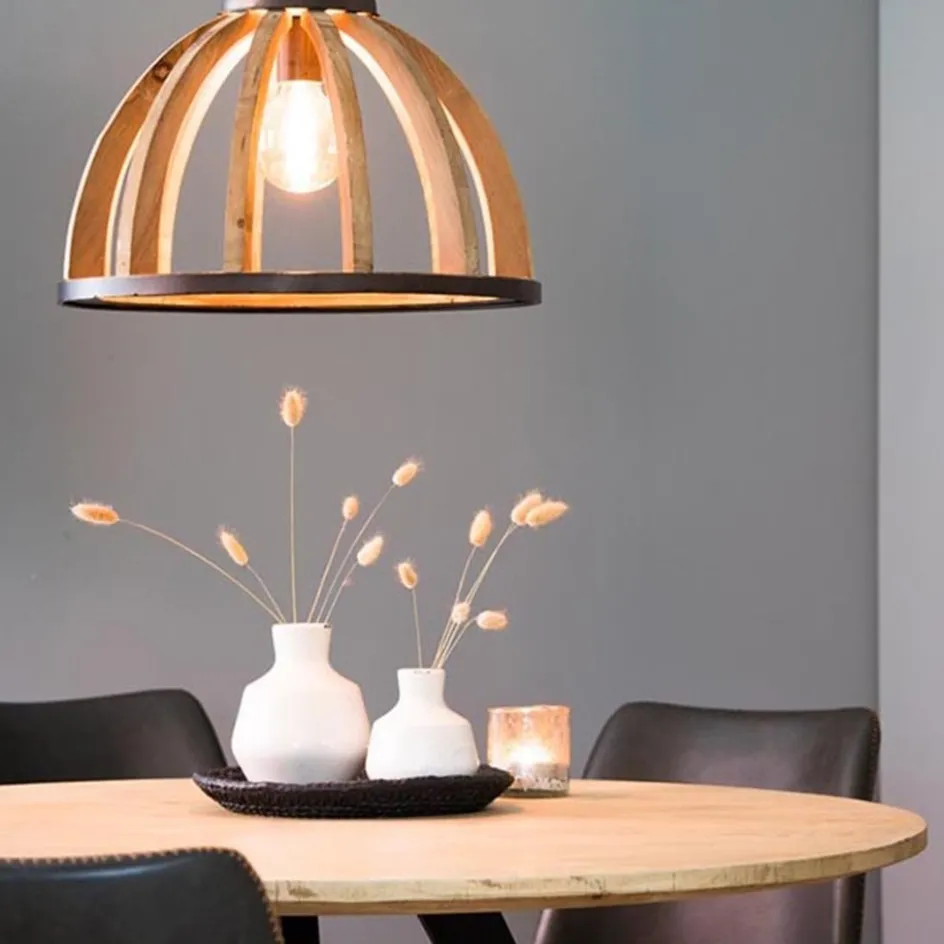 Landelijk hanglamp Djem hout/zink>Straluma Sale