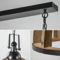 Landelijk industriële 2-lichts hanglamp hout/zink><noscript><img width=