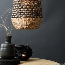 Landelijke hanglamp Tripoli rotan met zwart><noscript><img width=