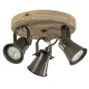 Landelijke 3-lichts plafondspot Seed metaal met hout>Straluma