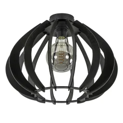 Landelijke plafondlamp hout mat zwart>Straluma Sale