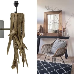 Landelijke wandlamp Bluma hout exclusief kap><noscript><img width=