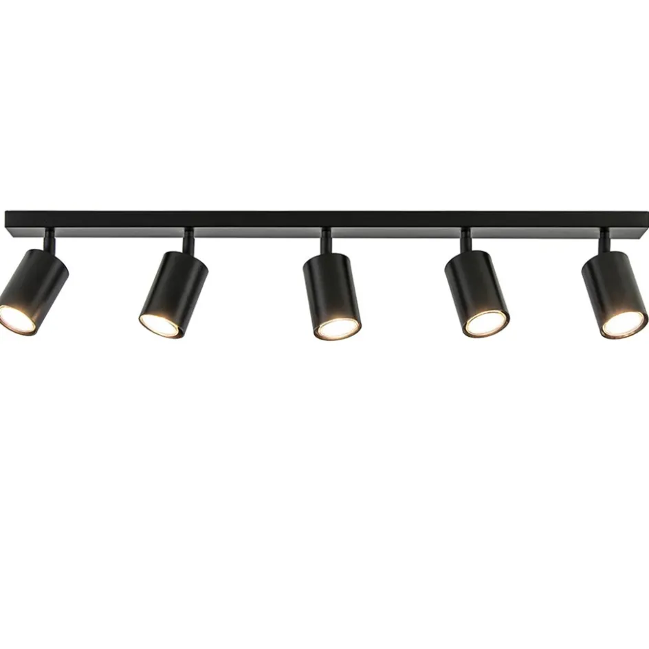 Langwerpige GU10 5-lichts opbouwspot mat zwart>Straluma Online