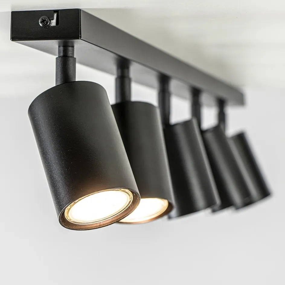 Langwerpige GU10 5-lichts opbouwspot mat zwart>Straluma Online