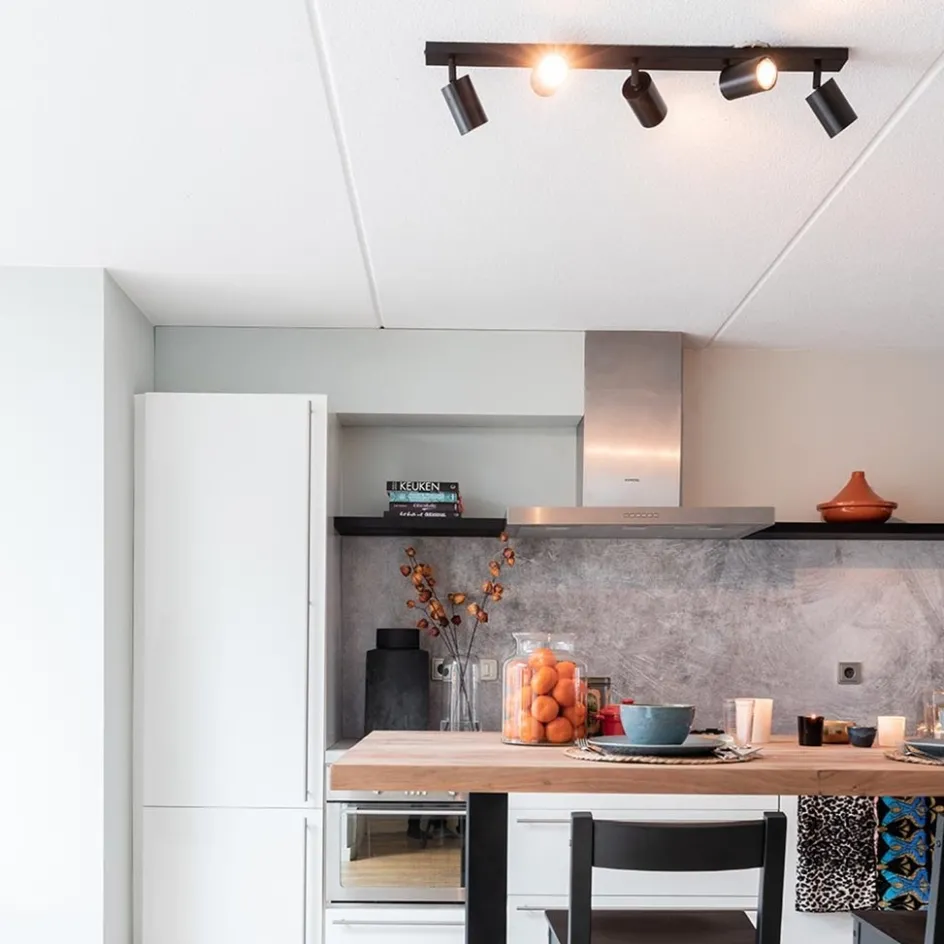 Langwerpige GU10 5-lichts opbouwspot mat zwart>Straluma Online