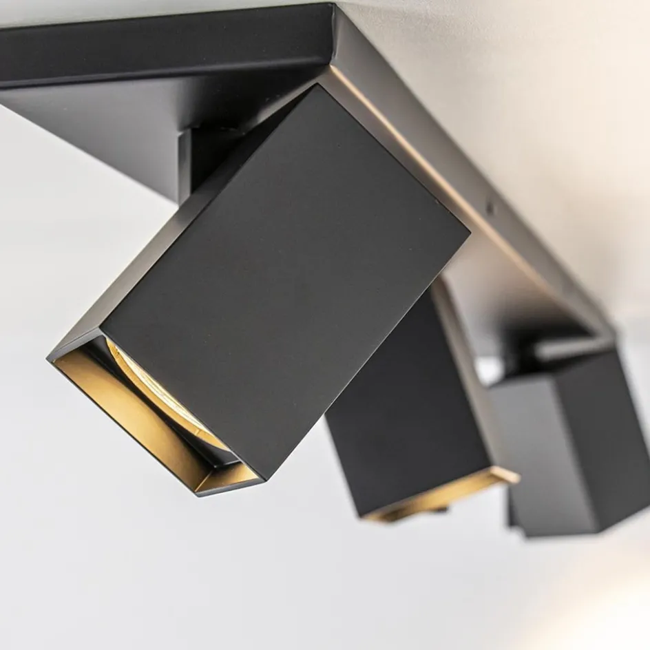 Langwerpige 3L opbouwspot met vierkante spots zwart>Straluma Best