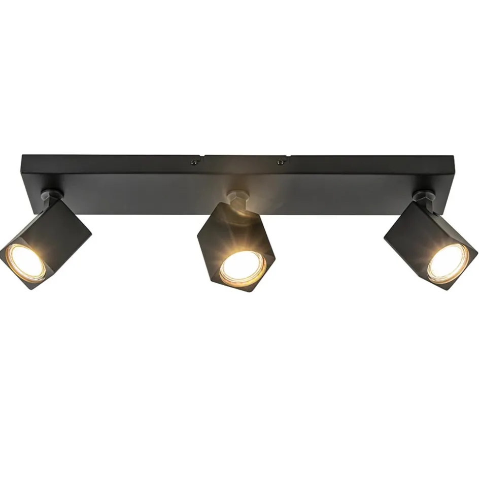 Langwerpige opbouwspot 3-lichts balk zwart>Straluma