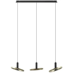 LED eettafelhanglamp 3-lichts balk zwart/goud dimbaar>Straluma New