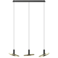 LED eettafelhanglamp 3-lichts balk zwart/goud dimbaar>Straluma New