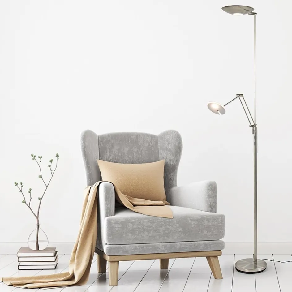 LED uplighter met verstelbare leesarm nikkel>Straluma Clearance