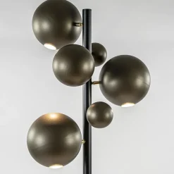 3-Lichts design vloerlamp zwart met platinum bollen><noscript><img width=