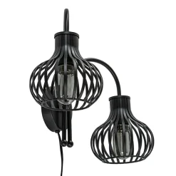 2-Lichts draad wandlamp mat zwart>Straluma