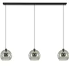 3-Lichts eettafelhanglamp met smoke glazen bollen>Straluma Discount