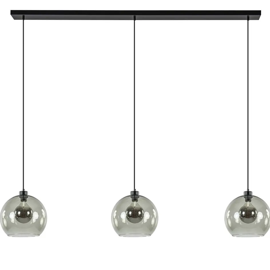 3-Lichts eettafelhanglamp met smoke glazen bollen>Straluma Discount