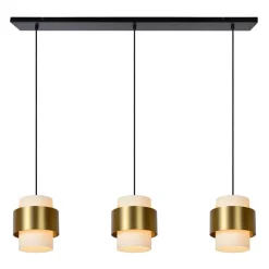 3-Lichts eettafelhanglamp mat goud met opaal glas>Straluma Best